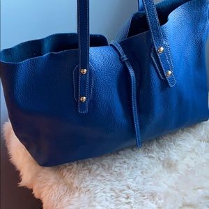 J. McLaughlin Leather Blue Tote